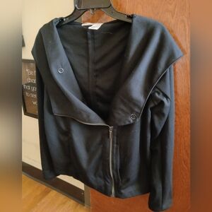 NWOT/ DKNY JEANS black motorcycle jacket w/ hood